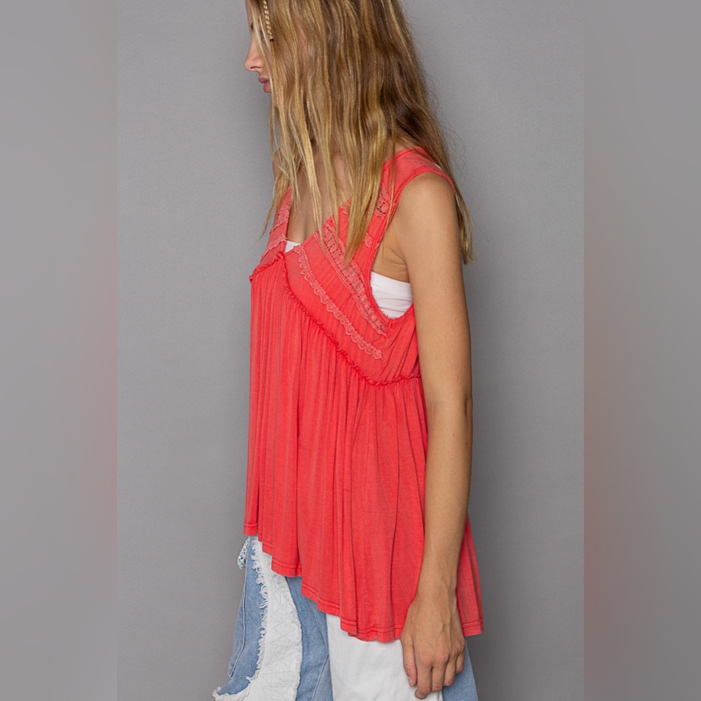 POL Coral Boho Lace Sleeveless Top - Picture 3 of 5